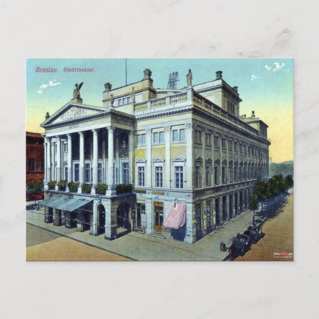 Gammalt vykort - Wroclaw, Polen (Framsida)