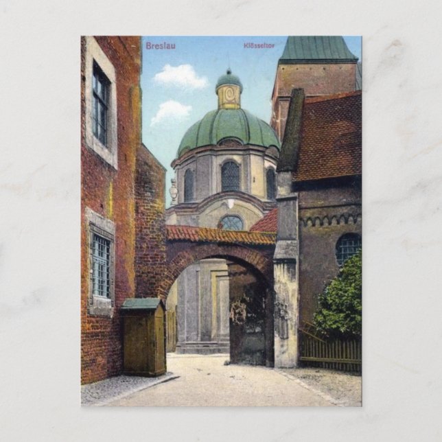 Gammalt vykort - Wroclaw, Polen (Framsida)