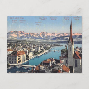 Gammalt vykort - Zürich, Schweiz