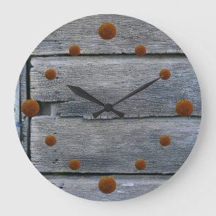 Gammalt Weasted Wood Wall Clock Stor Klocka