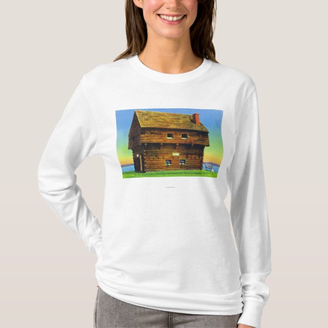 Gammalt yttre Saratoga slagfältblockhus Tee Shirt (Framsida)