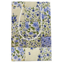 Gammeldags blå Blommigt Quilt Mönster