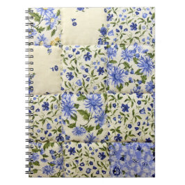 Gammeldags blå Blommigt Quilt Mönster Anteckningsbok