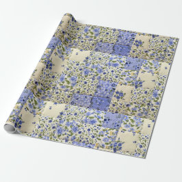 Gammeldags blå Blommigt Quilt Mönster Presentpapper