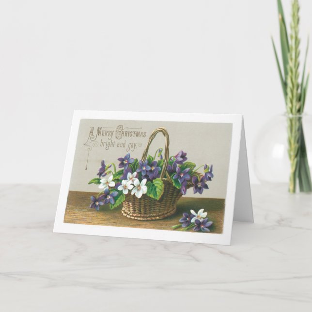 Gammeldags jul, blomma helgkort (Framsida)