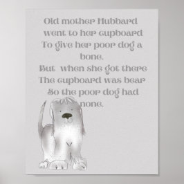 Gammelmor Hubbard söt tecknad film kul i grått  Poster