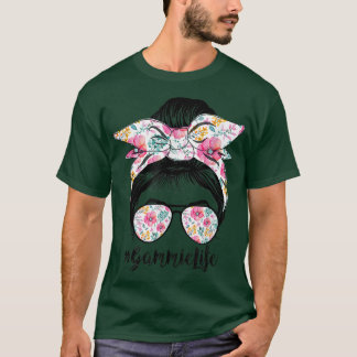 Gammie Life Messy Hair Bun Blommigt Kvinnor Mammor T Shirt