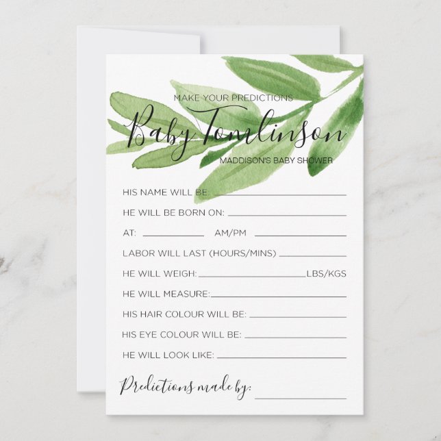 Gammningskort för storskalig babyskor inbjudningar (Framsida)