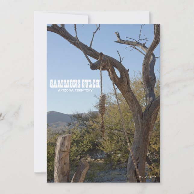 Gammons Gulch Old West Hängande Träd Bödel Inbjudningar (Framsida)