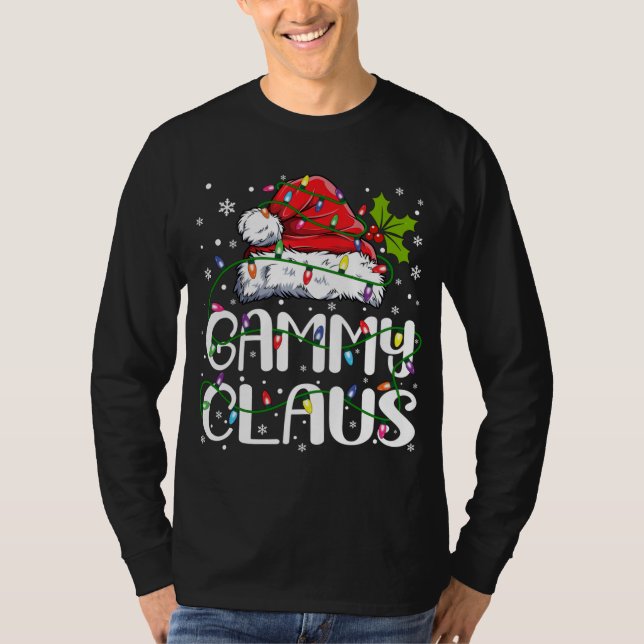 Gammy Claus jul Santa Hat Matching Family Xm T Shirt (Framsida)