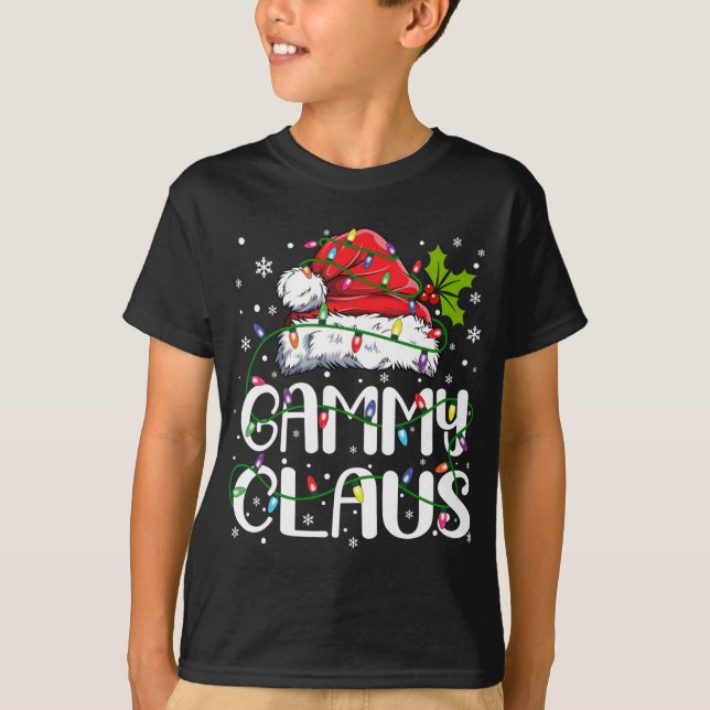 Gammy Claus jul Santa Hat Matching Family Xm T Shirt (Framsida)