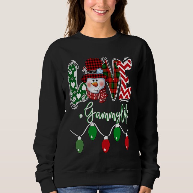 Gammy Snowman Love Gammy Life Christmas Red Plaid T Shirt (Framsida)