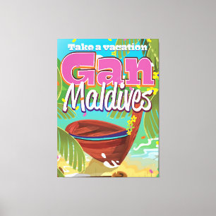 Gan Maldives ö vintage resor poster konst. Canvastryck