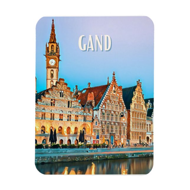 Gand Belgique Photo Vintage Magnet (Vertikal)