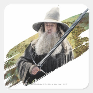 Gandalf med svärd-Grönt Fyrkantigt Klistermärke