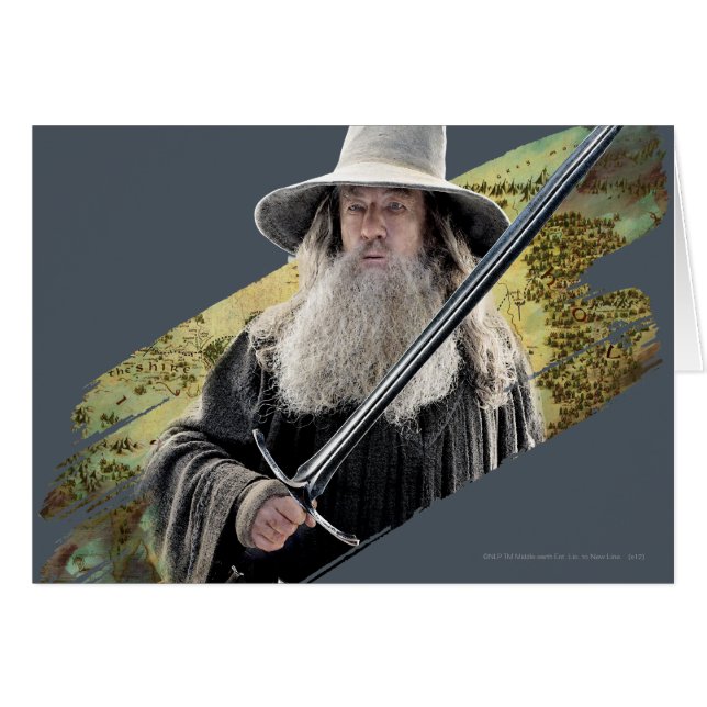 Gandalf med svärd-Grönt Hälsningskort (Framsidan Horizontal)