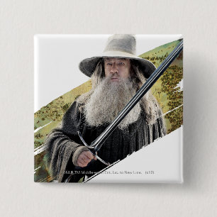 Gandalf med svärd-Grönt Knapp