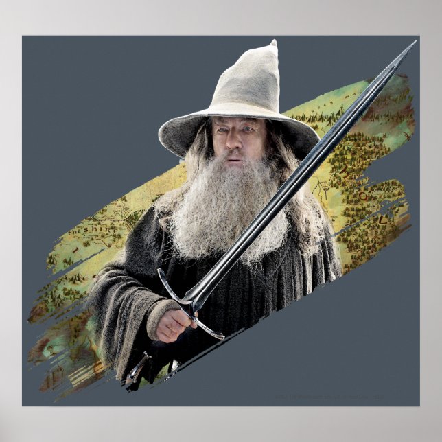 Gandalf med svärd-Grönt Poster (Framsidan)