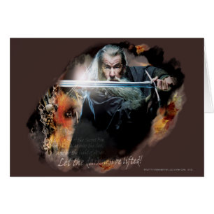 Gandalf med svärd i strid hälsningskort