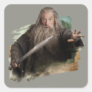 Gandalf med sword fyrkantigt klistermärke