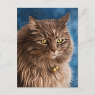 Gandalf - Silver Tabby katt Art Vykort
