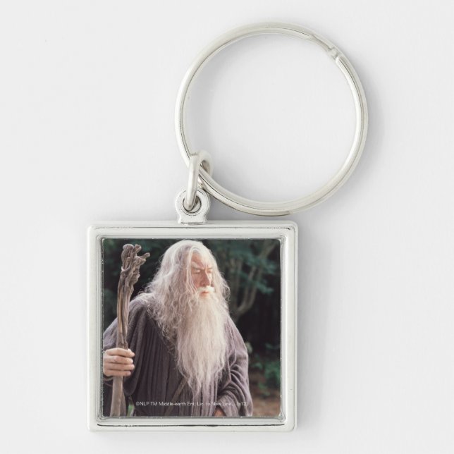 GANDALF™ Stående Fyrkantig Silverfärgad Nyckelring (Framsidan)