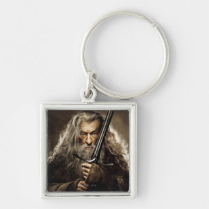 Gandalf-tecken Poster 1 Fyrkantig Silverfärgad Nyckelring