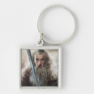 Gandalf-tecken Poster 2 Fyrkantig Silverfärgad Nyckelring