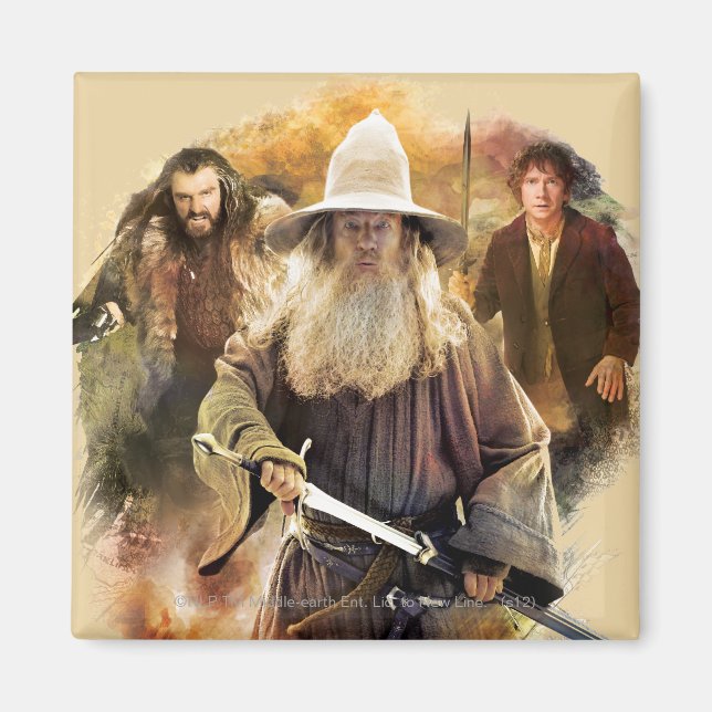 Gandalf, THORIN OAKENSHIELD™ och BILBO BAGGINS™ Magnet (Framsidan)