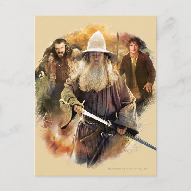 Gandalf, THORIN OAKENSHIELD™ och BILBO BAGGINS™ Vykort (Framsida)