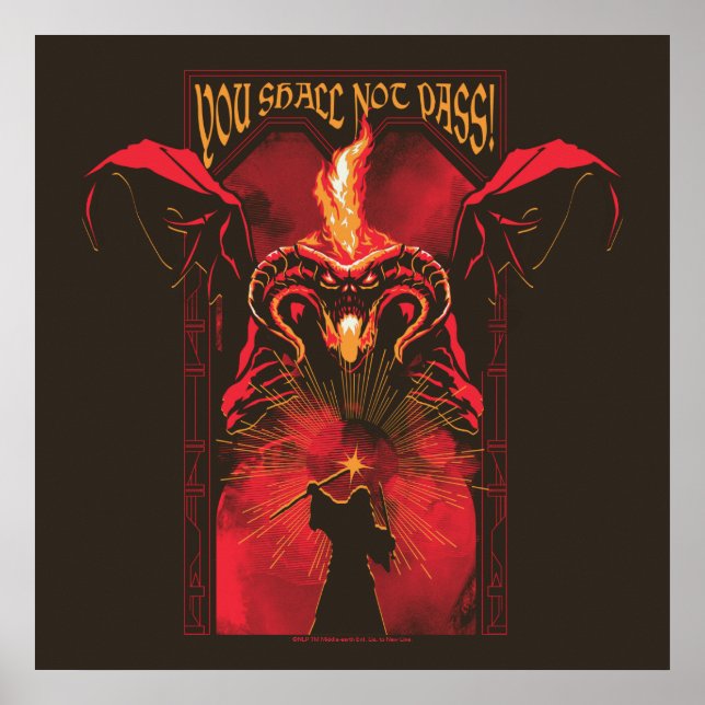 GANDALF™ Vs Balrog "Du ska inte passera" Grafik Poster (Framsidan)
