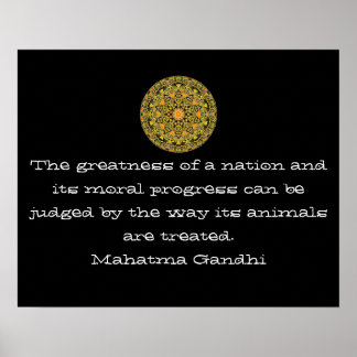 Gandhi Animal högers vegan vegetarian Citat Poster