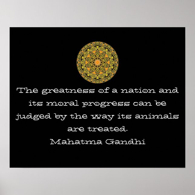Gandhi Animal högers vegan vegetarian Citat Poster (Framsidan)