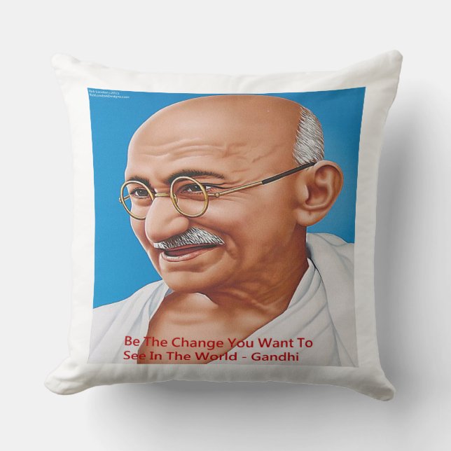 Gandhi & Be The Change Citat Stor Bomullskudde Kudde (Framsida)