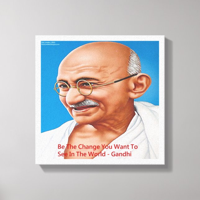 Gandhi & Be The Change Kvot Canvastryck (Framsida)