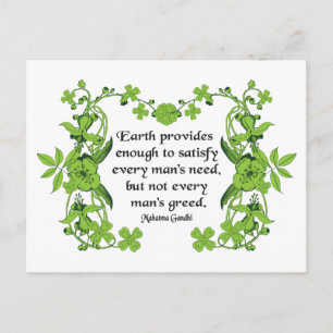 Gandhi-citat: Jorden räcker för att tillfredsställ Vykort