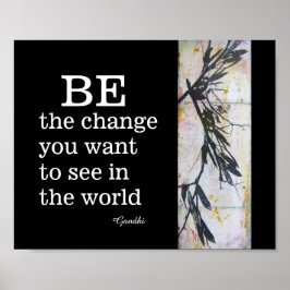 Gandhi-citatet är förändringen i svartvitt poster