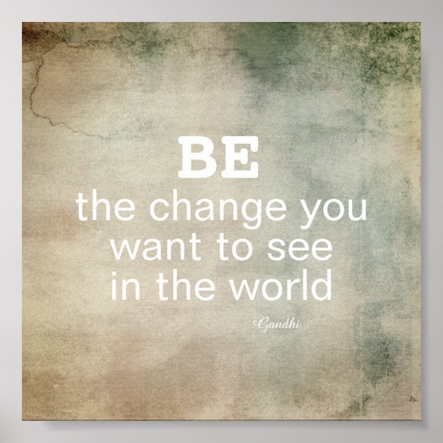Gandhi-citatet BE the change motivation poster (Framsidan)
