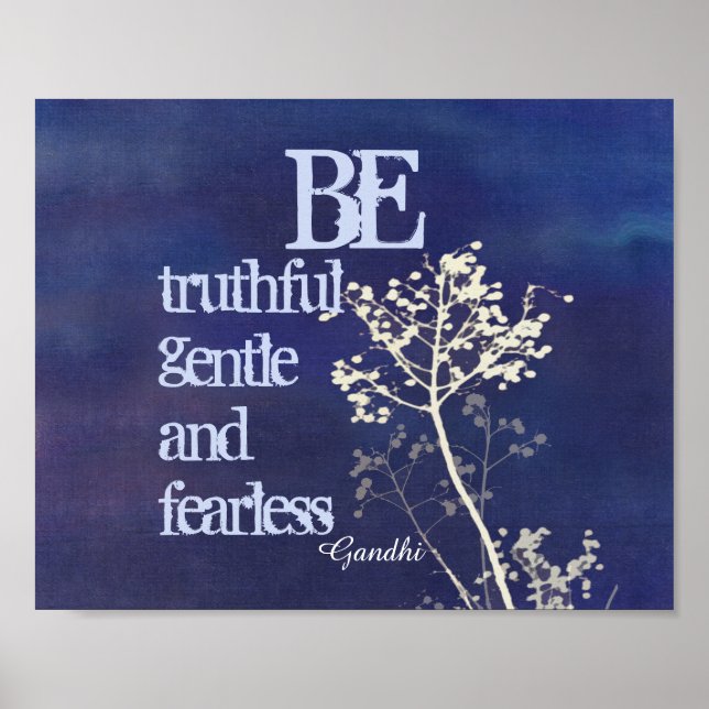 Gandhi-citatet poster blått naturkonst - motivatio (Framsidan)