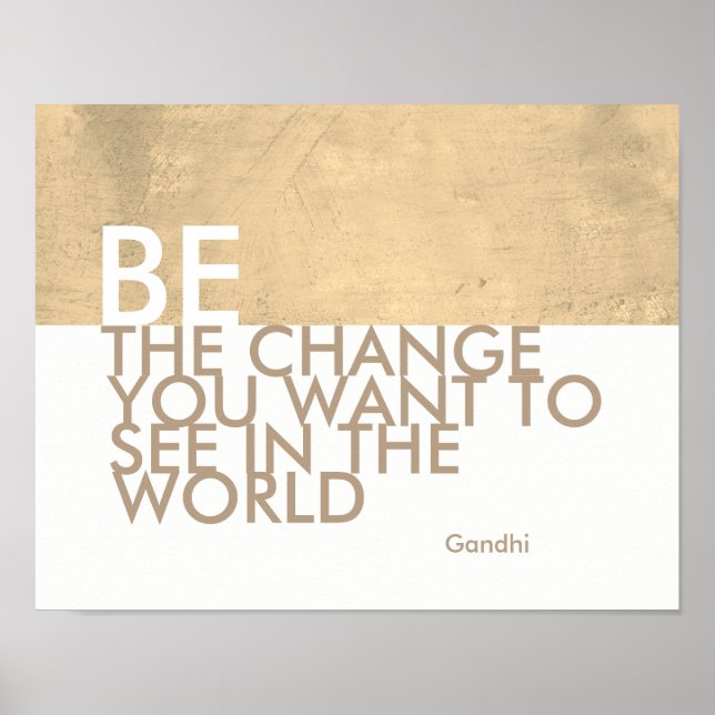 Gandhi-citatet poster vara ändringssepien och vit (Framsidan)