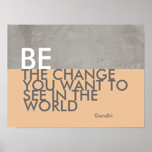 Gandhi-citatet poster vara grått- och persikon-änd
