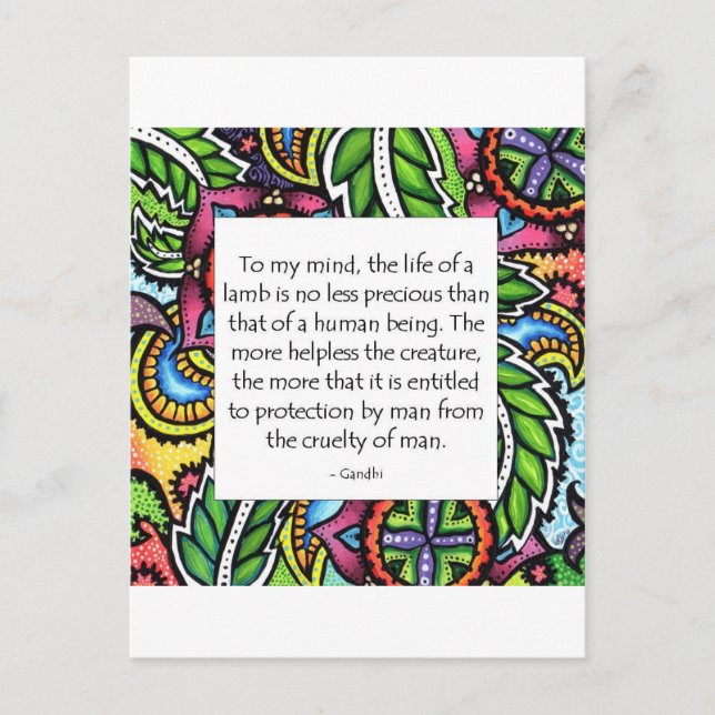 Gandhi djurt citationstecken vykort (Framsida)