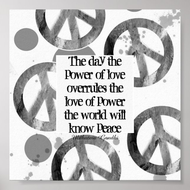 Gandhi fredsoffert om fredsteckenets utformning poster (Framsidan)