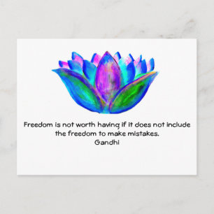 Gandhi Freedom Quote med Lotus Blommar Photo Vykort