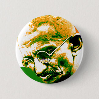 Gandhi i orangegrönt och vit med flagga knapp