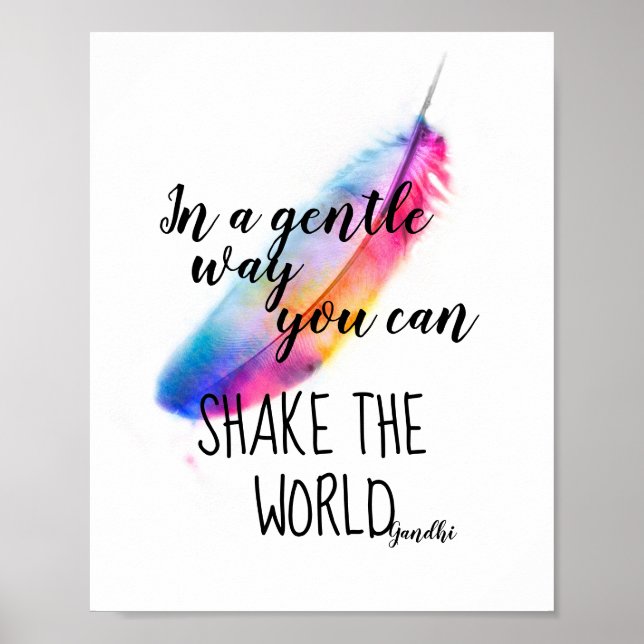 Gandhi-inspirationcitat poster färglös ludd (Framsidan)