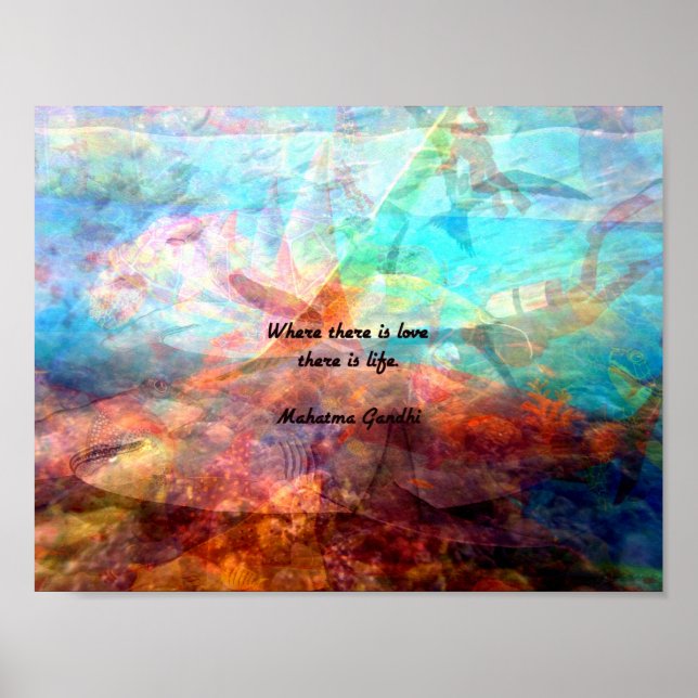 Gandhi inspirationsoffert om Kärlek, liv och hopp Poster (Framsidan)