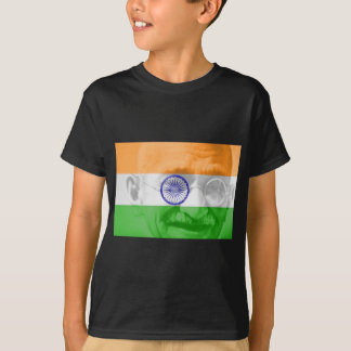 Gandhi på indisk flagga t-shirt