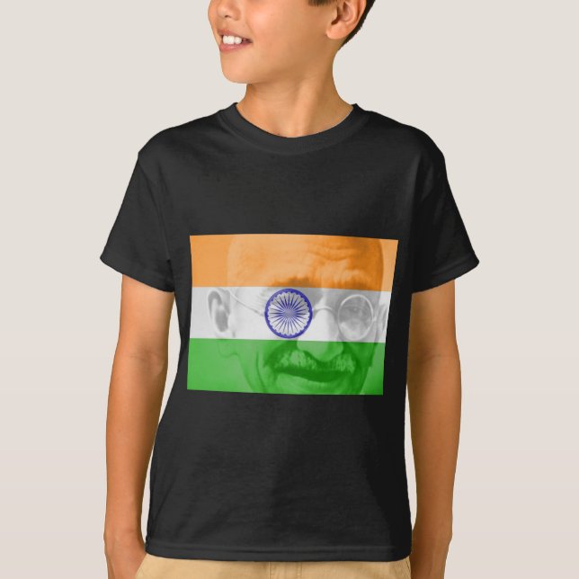 Gandhi på indisk flagga tee (Framsida)