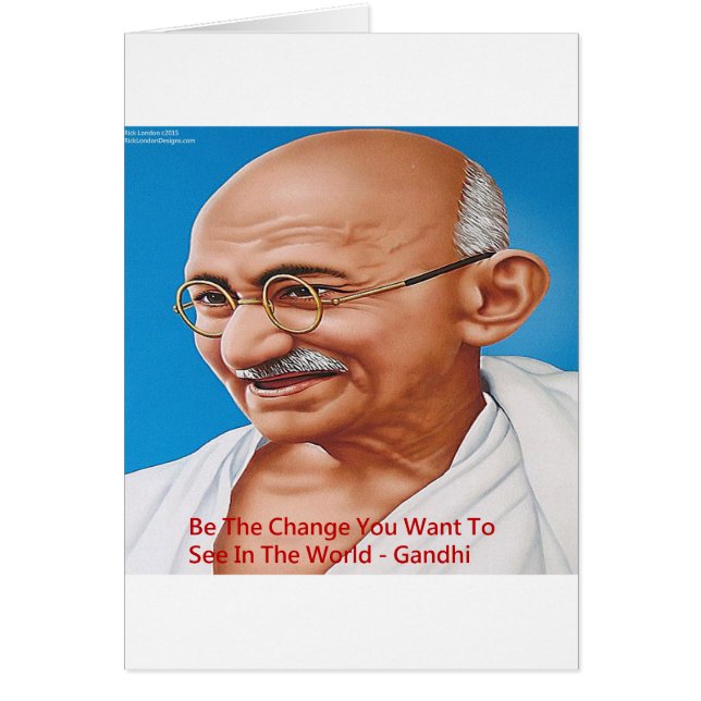Gandhi & Var Förändringen Citat Hälsningskort (Framsidan)